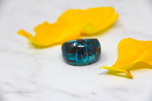 KISSO Ring-Rounded with Blue & Brown Squares